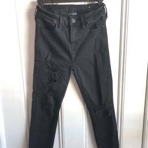 American Eagle high rise black distressed jeans